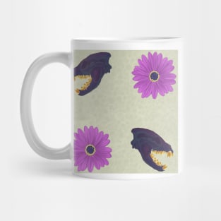 Oil Spill Hyena Skull Floral Cream Mug